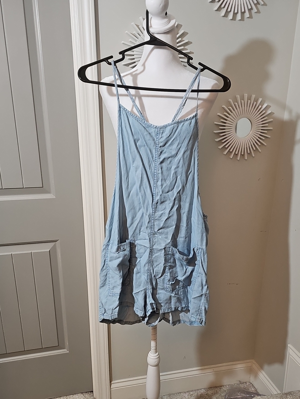 aerie Light Blue Denim Women's Overalls Romper